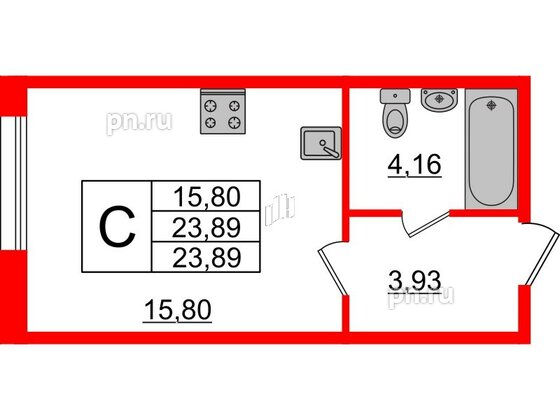 Квартира в ЖК Ювента, студия, 24.2 м², 1 этаж