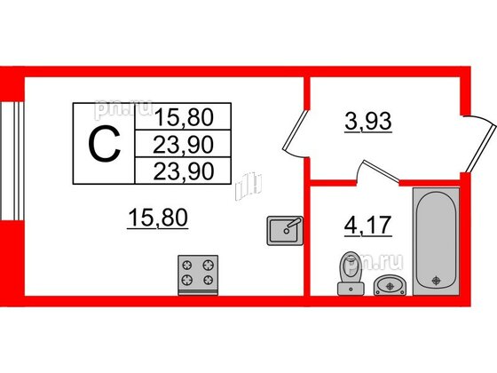 Квартира в ЖК Ювента, студия, 24.2 м², 1 этаж