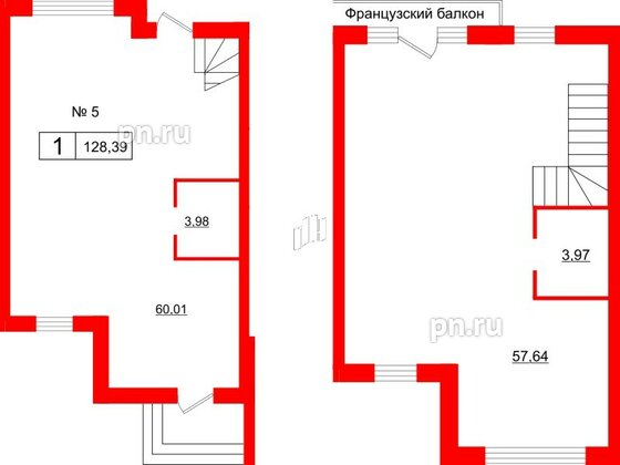 Квартира в ЖК Алгоритм.Стрельна, 1 комнатная, 130.1 м², 1 этаж