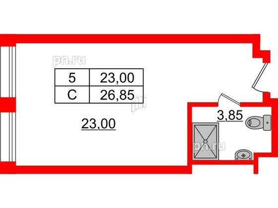 Апартаменты в ЖК Апарт-отель Well , студия, 27.04 м², 9 этаж