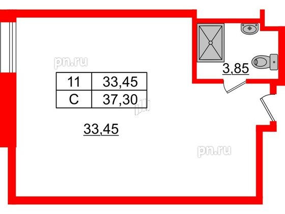 Апартаменты в ЖК Апарт-отель Well , студия, 37.38 м², 5 этаж