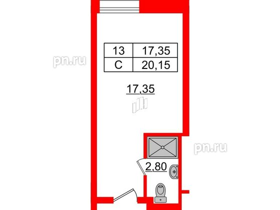 Апартаменты в ЖК Апарт-отель Well , студия, 20.39 м², 8 этаж