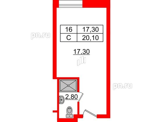 Апартаменты в ЖК Апарт-отель Well , студия, 20.17 м², 8 этаж