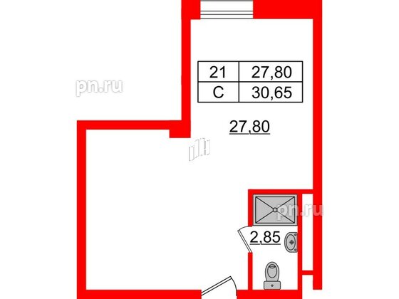 Апартаменты в ЖК Апарт-отель Well , студия, 33.09 м², 8 этаж