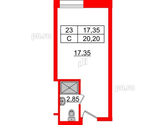 Апартаменты в ЖК Апарт-отель Well , студия, 20.23 м², 9 этаж