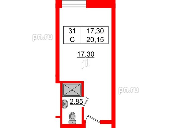 Апартаменты в ЖК Апарт-отель Well , студия, 20.23 м², 9 этаж