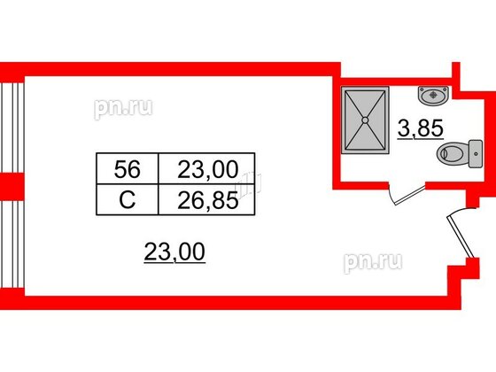 Апартаменты в ЖК Апарт-отель Well , студия, 27.04 м², 9 этаж