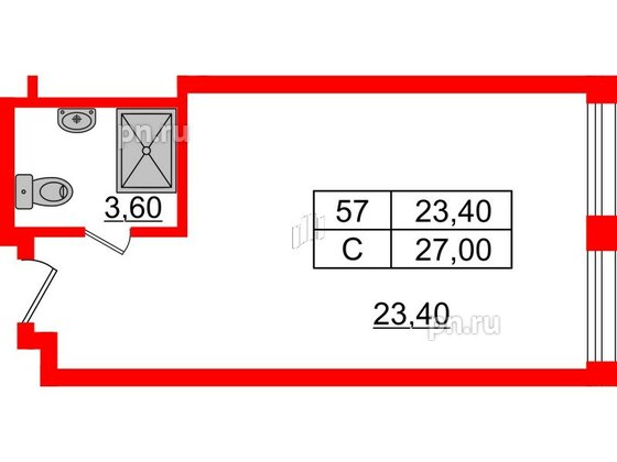 Апартаменты в ЖК Апарт-отель Well , студия, 27.04 м², 9 этаж