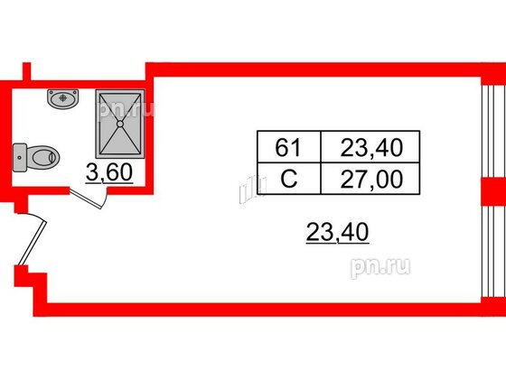 Апартаменты в ЖК Апарт-отель Well , студия, 27.04 м², 9 этаж