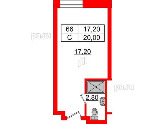 Апартаменты в ЖК Апарт-отель Well , студия, 20.16 м², 9 этаж