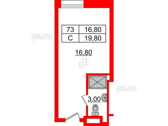 Апартаменты в ЖК Апарт-отель Well , студия, 20.17 м², 9 этаж