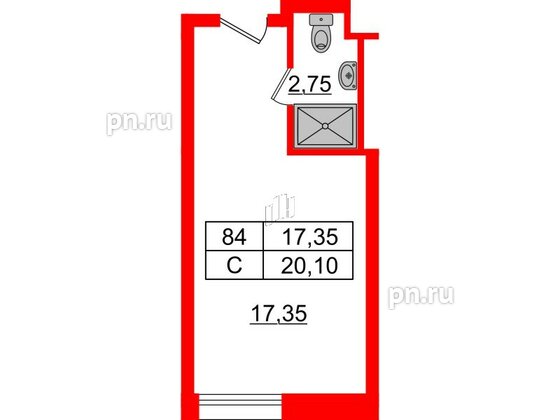 Апартаменты в ЖК Апарт-отель Well , студия, 20.16 м², 4 этаж
