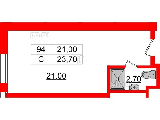 Апартаменты в ЖК Апарт-отель Well , студия, 23.95 м², 7 этаж