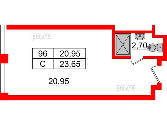 Апартаменты в ЖК Апарт-отель Well , студия, 23.75 м², 7 этаж