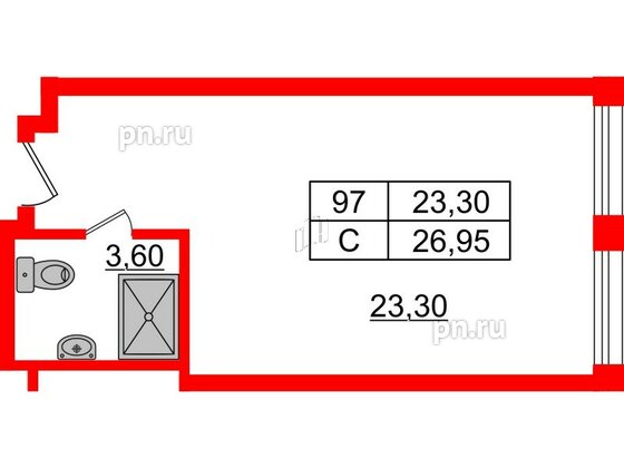 Апартаменты в ЖК Апарт-отель Well , студия, 26.97 м², 9 этаж