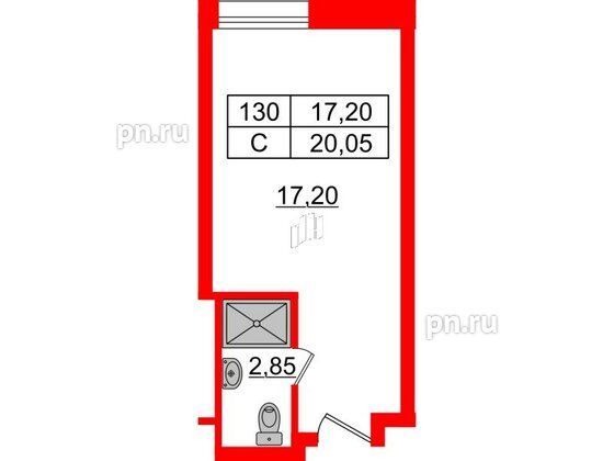 Апартаменты в ЖК Апарт-отель Well , студия, 20.16 м², 9 этаж