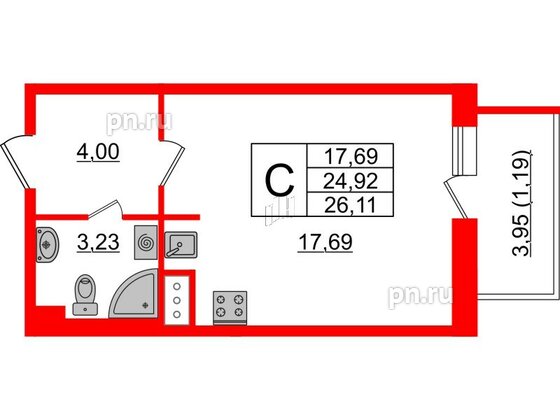 Квартира в ЖК Астрид, студия, 26.11 м², 5 этаж