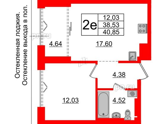 Квартира в ЖК Imperial Club, 1 комнатная, 38.53 м², 5 этаж