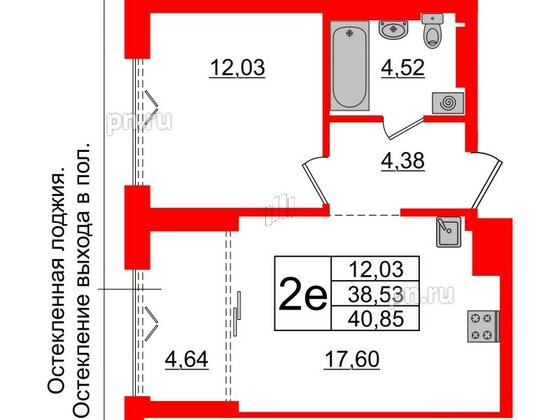 Квартира в ЖК Imperial Club, 1 комнатная, 38.53 м², 5 этаж