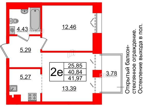 Квартира в ЖК Imperial Club, 1 комнатная, 40.84 м², 6 этаж