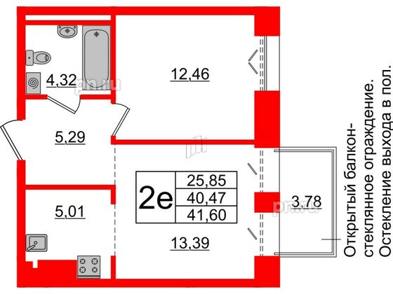 Квартира в ЖК Imperial Club, 1 комнатная, 40.47 м², 7 этаж