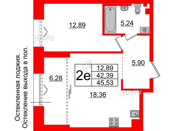 Квартира в ЖК Imperial Club, 1 комнатная, 42.39 м², 4 этаж