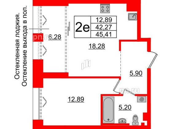 Квартира в ЖК Imperial Club, 1 комнатная, 42.27 м², 5 этаж