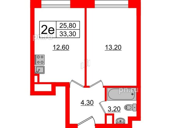 Апартаменты в ЖК ZOOM на Неве, 1 комнатные, 33.75 м², 10 этаж