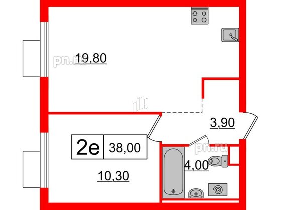 Квартира в ЖК Витебский парк, 1 комнатная, 38 м², 5 этаж