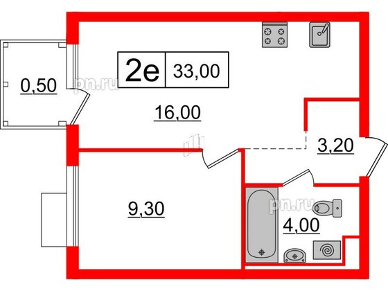 Квартира в ЖК Витебский парк, 1 комнатная, 33 м², 7 этаж