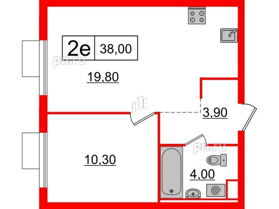 Квартира в ЖК Витебский парк, 1 комнатная, 38 м², 13 этаж