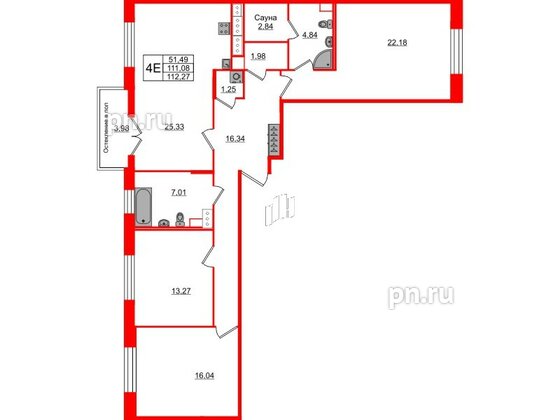 Квартира в ЖК «Сенат в Московском», 3 комнатная, 111.08 м², 8 этаж