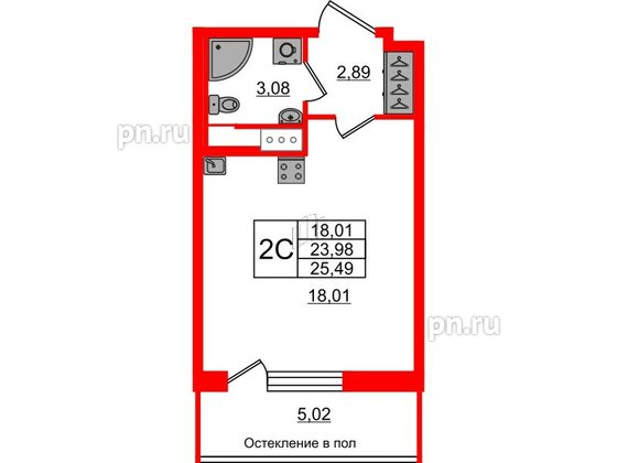 Квартира в ЖК «Сенат в Московском», студия, 23.98 м², 10 этаж