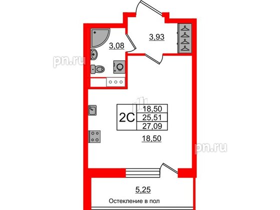 Квартира в ЖК «Сенат в Московском», студия, 25.51 м², 7 этаж