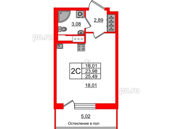 Квартира в ЖК «Сенат в Московском», студия, 23.98 м², 8 этаж