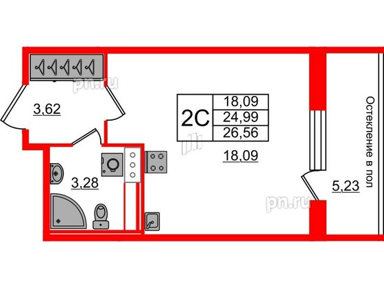 Квартира в ЖК «Сенат в Московском», студия, 24.99 м², 10 этаж