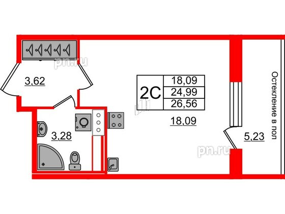 Квартира в ЖК «Сенат в Московском», студия, 24.99 м², 9 этаж