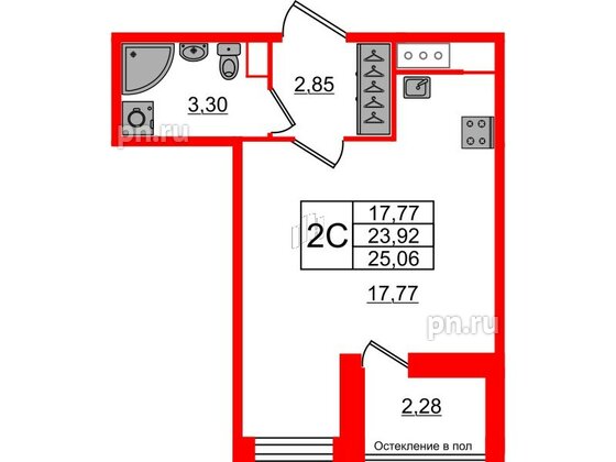 Квартира в ЖК «Сенат в Московском», студия, 23.92 м², 11 этаж