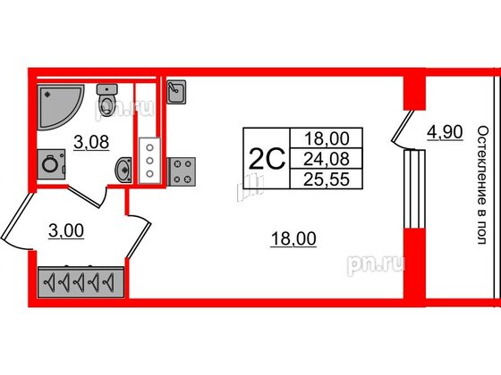 Квартира в ЖК «Сенат в Московском», студия, 24.08 м², 10 этаж