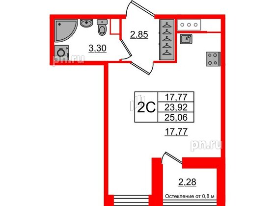 Квартира в ЖК «Сенат в Московском», студия, 23.92 м², 9 этаж