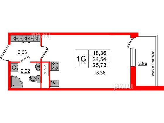 Квартира в ЖК «Сенат в Московском», студия, 24.2 м², 8 этаж