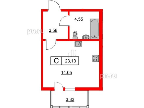 Квартира в ЖК Расцветай в Янино, студия, 23.13 м², 10 этаж