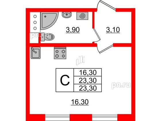 Квартира в ЖК Ржевский парк, студия, 23.3 м², 11 этаж