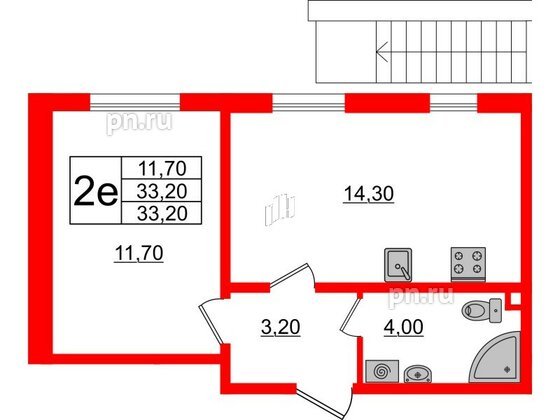 Квартира в ЖК Ржевский парк, 1 комнатная, 33.2 м², 1 этаж