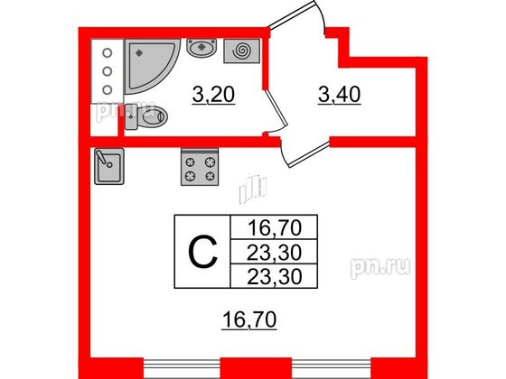 Квартира в ЖК Ржевский парк, студия, 23.3 м², 4 этаж