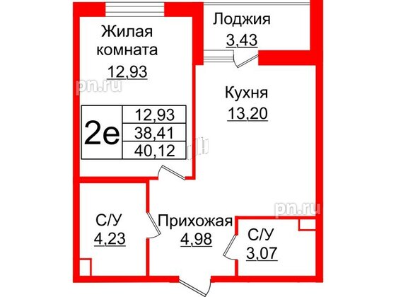 Квартира в ЖК Энфилд, 1 комнатная, 40.12 м², 5 этаж