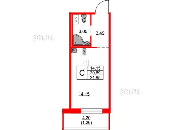 Квартира в ЖК FRIENDS, студия, 21.7 м², 10 этаж