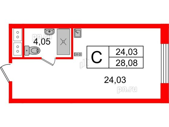 Апартаменты в ЖК Ladozhsky Avenir, студия, 28.08 м², 3 этаж