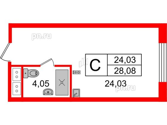 Апартаменты в ЖК Ladozhsky Avenir, студия, 28.08 м², 11 этаж