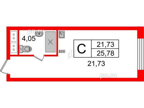 Апартаменты в ЖК Ladozhsky Avenir, студия, 25.78 м², 12 этаж